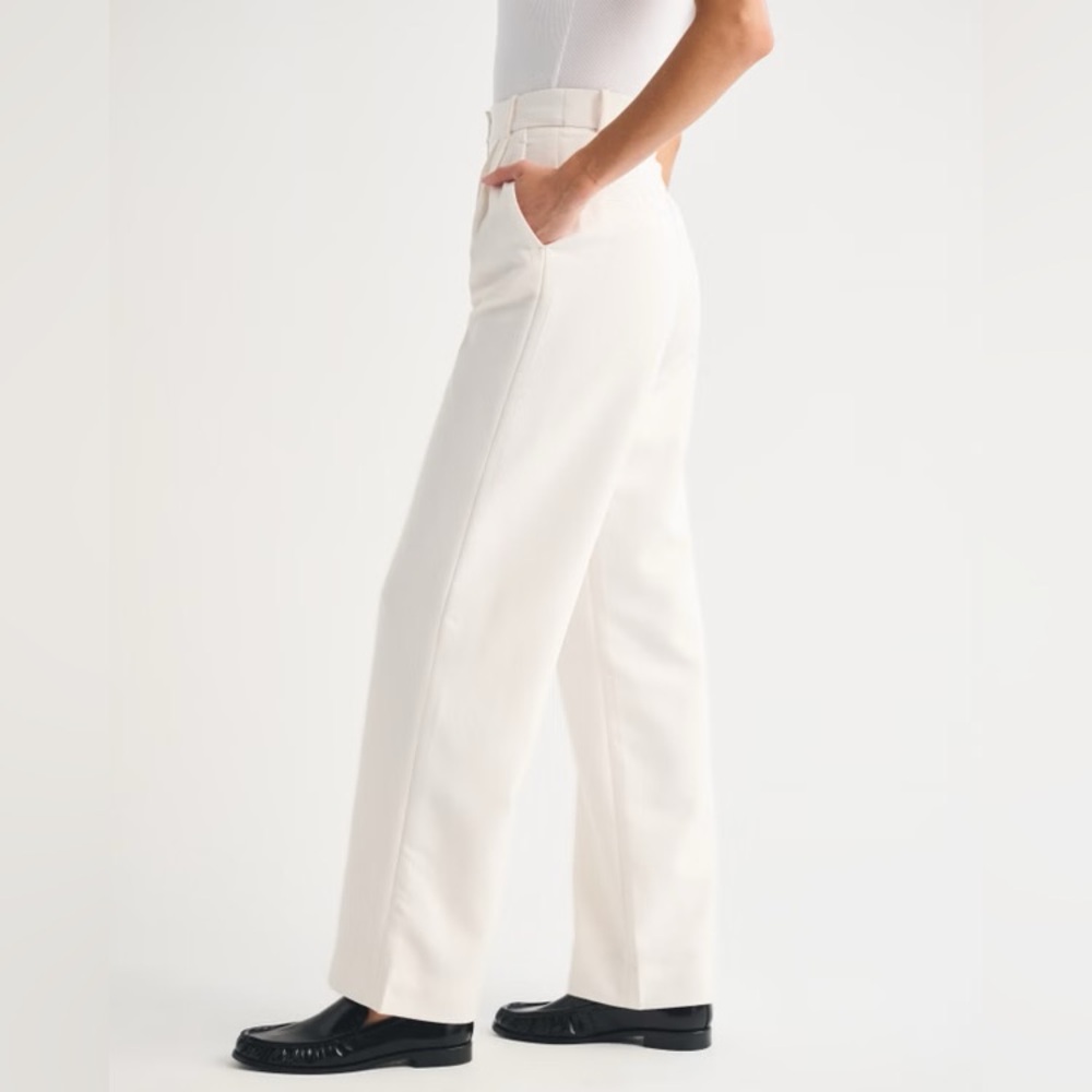 NWT Abercrombie & Fitch Sloane Tailored Wide Leg Pant in White - Picture 2 of 10